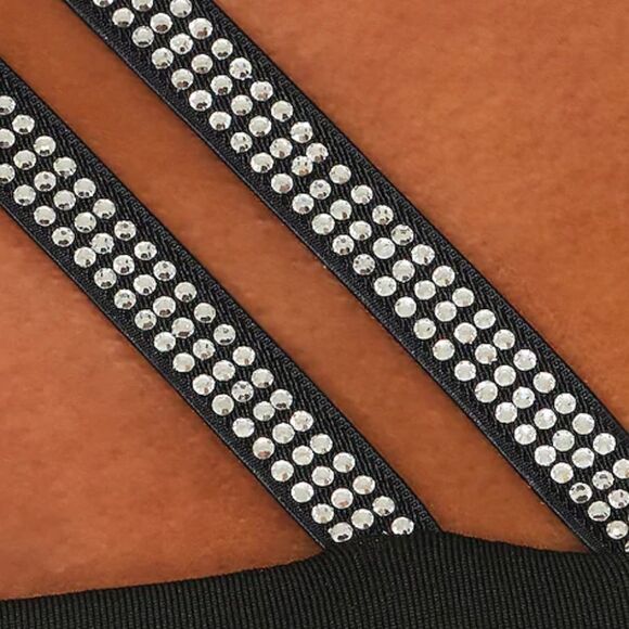 Superdown Natalie Mini Dress Black rhinestone off shoulder cut out party Revolve - Picture 4 of 10